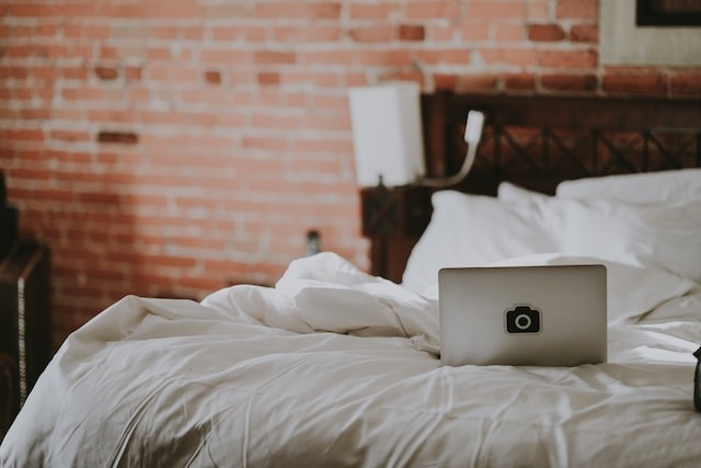 laptop on bed